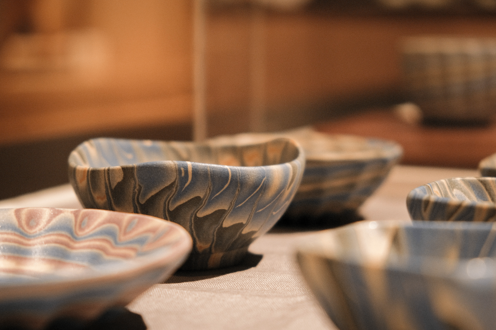 Marbled ceramic bowls from a Touch Gallery workshop