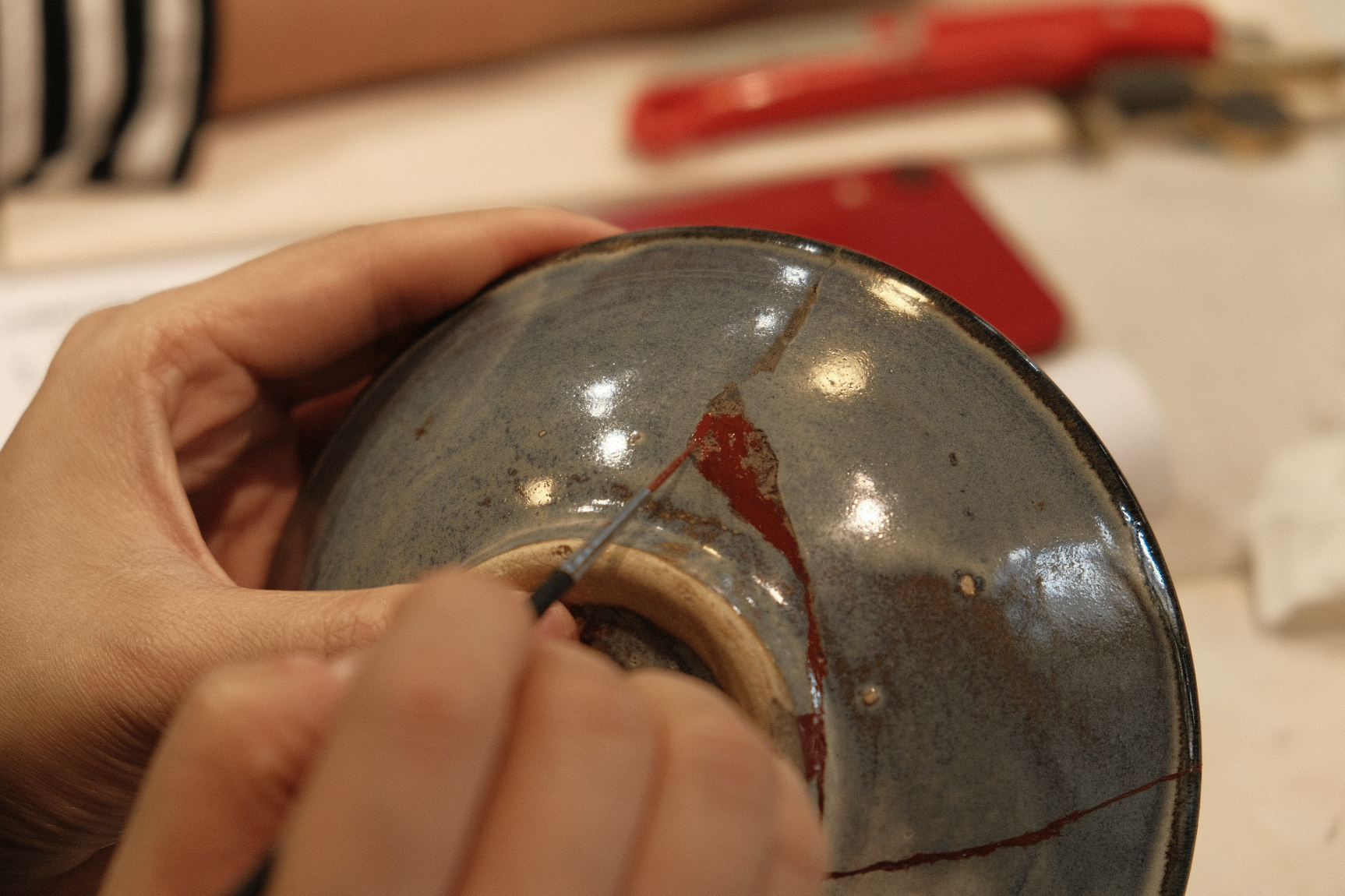Kintsugi mending in progress