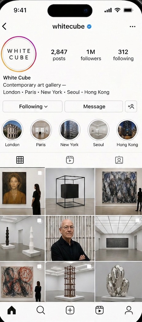 White Cube Instagram profile